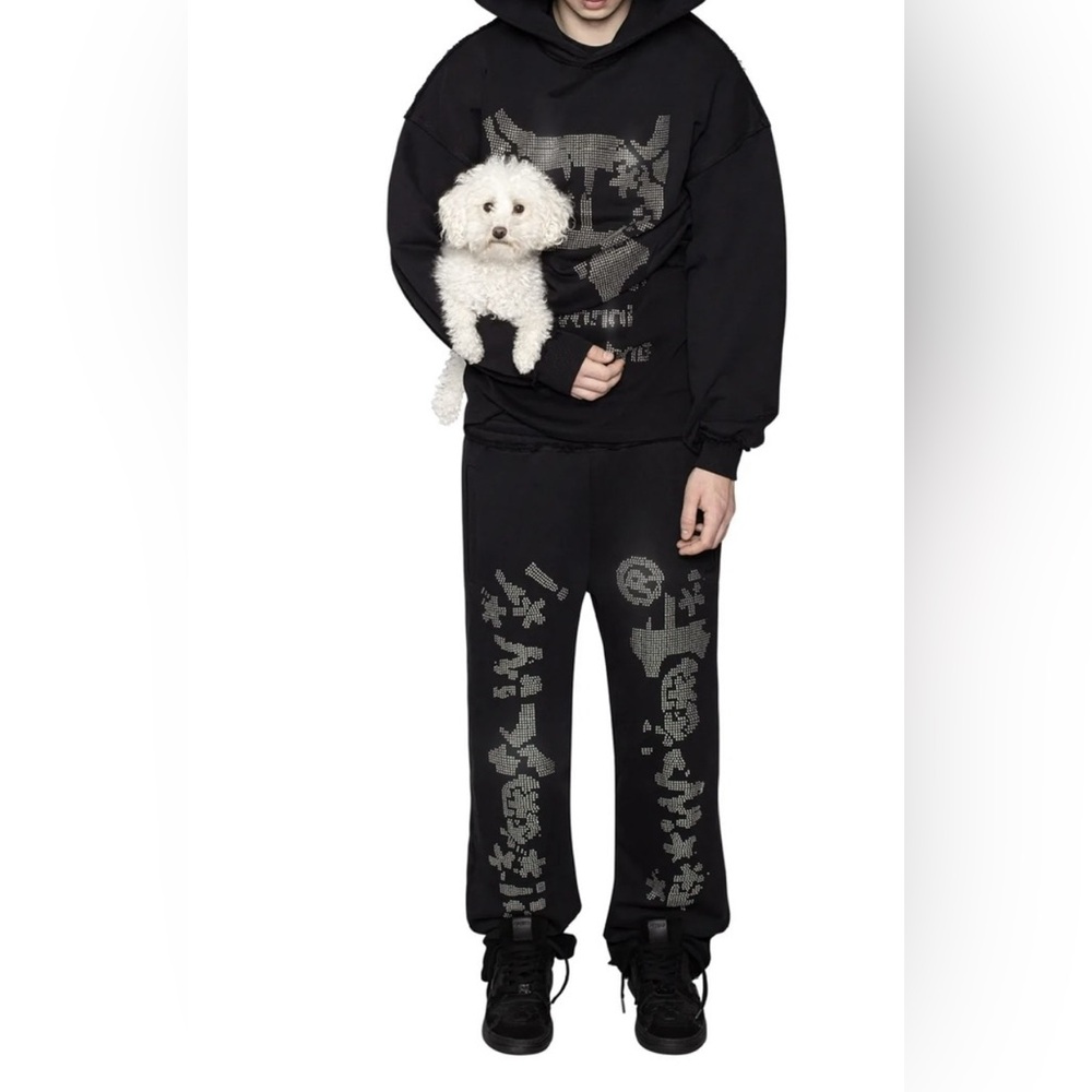 Racer worldwide Black studies censored sweat pants